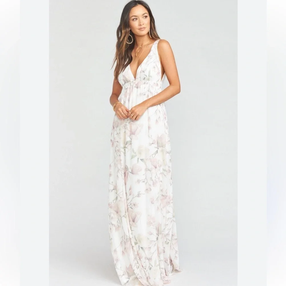 Show me your mumu floral maxi dress white and pink XS